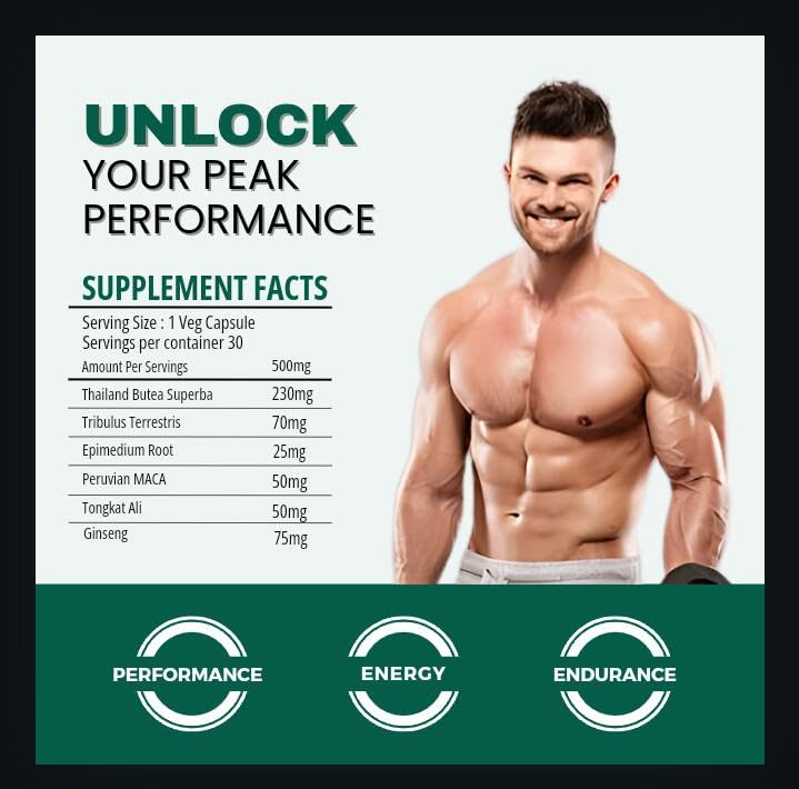 Qlinicus Endurance & Energy Supplement -30 Count Recharge with Extra Strength and Fast Acting Performance | Sports Nutrition for Higher Levels of Vitality,Power,Stamina & Drive-500Mg