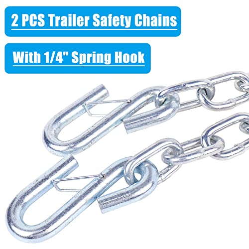 Tnyeobae 48" Trailer Safety Chain with 1/4" Spring Hook,Grade-30 Metal Safety Chain Kit 3500 lbs (pack of 2)