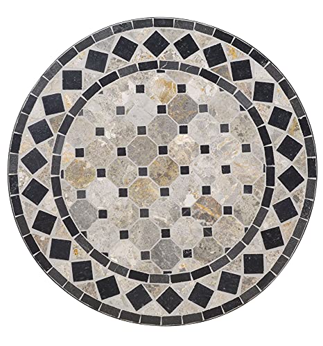 Homestyles Laguna Black Outdoor Bistro Table with Marble Tile Top