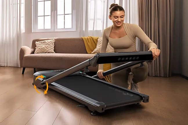 UREVO Foldimix 5L Treadmills for Home, Dual Brushless Motorized 3.0HP ,9% Auto Incline Walking Pad with Adjustable Handle Bar, Multi-Functional, 14-Point Shock Absorption, Standing Desk Treadmill
