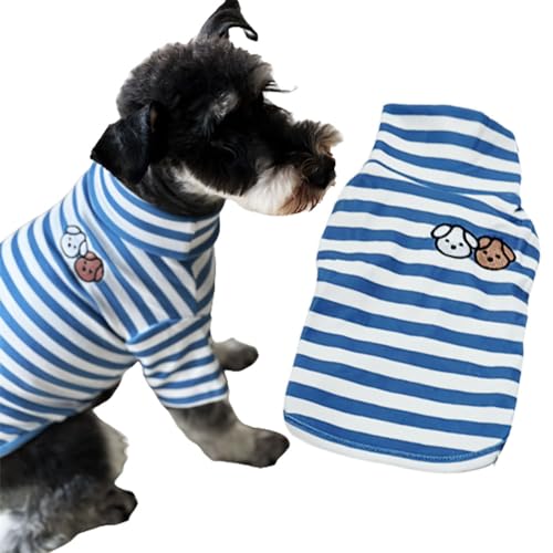 Turtleneck Dog Sweater Cute Doggie Embroidery Super Soft Dog Sweatshirt Dog Shirt Stretchy Striped Puppy Pullover for Cats Small Medium Large Dog (Black Striped, X-Small)