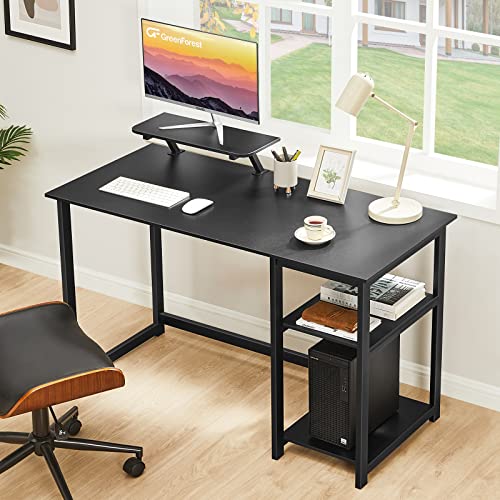 GreenForest Computer Desk with Monitor Stand,39 inch Small Desk with Reversible Storage Shelves,Gaming Desk for Small Spaces Home Office Writing Desk Study Table,Black
