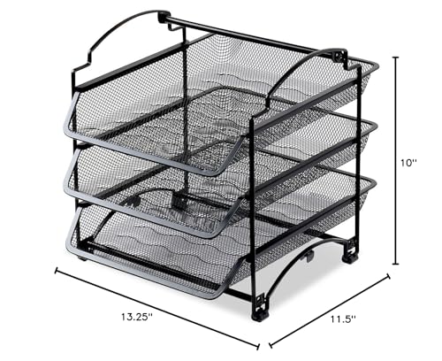 Simple Houseware 3 Tier Stackable Desktop Document Letter Tray Organizer, Black