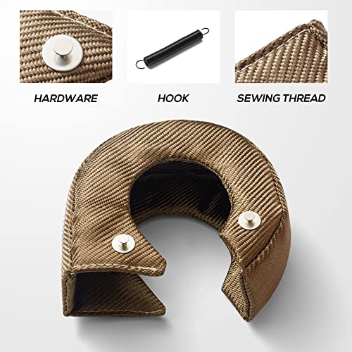 FLASLD Titanium Turbo Blanket T3 cover for Turbocharger Thermal Heat Shield Cover with Fastener Springs