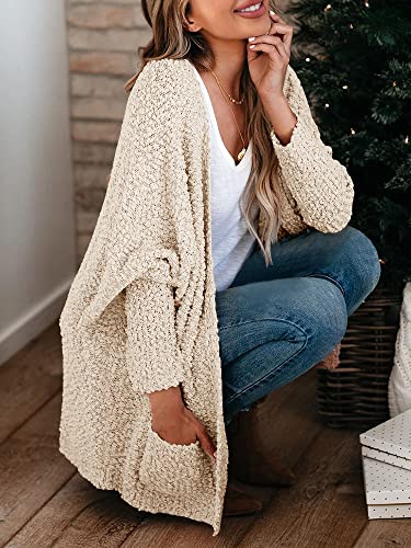 Saodimallsu Womens Fuzzy Cardigan Sweaters Oversized Open Front Long Sleeve Batwing Button Down Sweater with Pockets