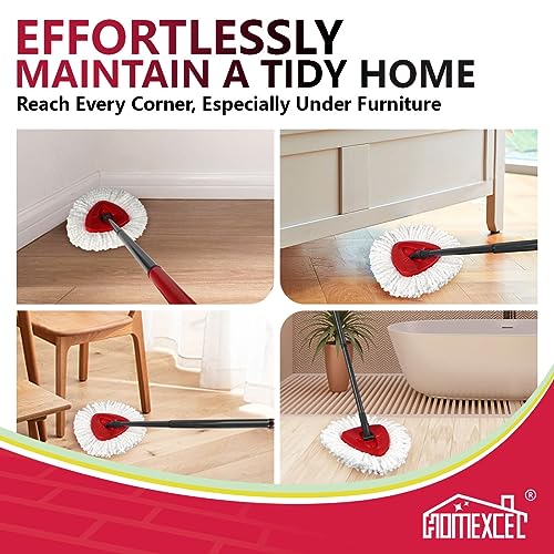 HOMEXCEL Mop Replacement Heads Compatible with O-Cedar EasyWring Spin Mop 2 Pack-Washable Microfiber Spin Head Refills-Easy Cleaning Mop Head Replacement