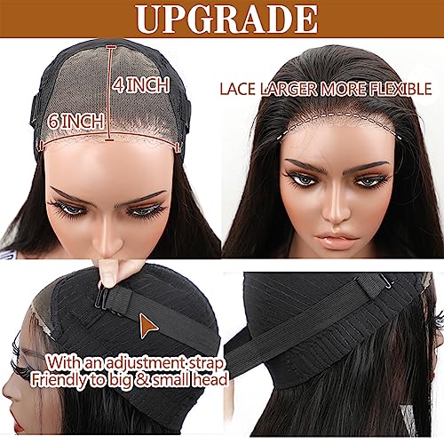Wear and Go Glueless Wigs Human Hair Pre Cut 6X4 Body Wave Lace Front Wigs Human Hair Pre Plucked 180% Density HD Lace Glueless Wigs for Beginners
