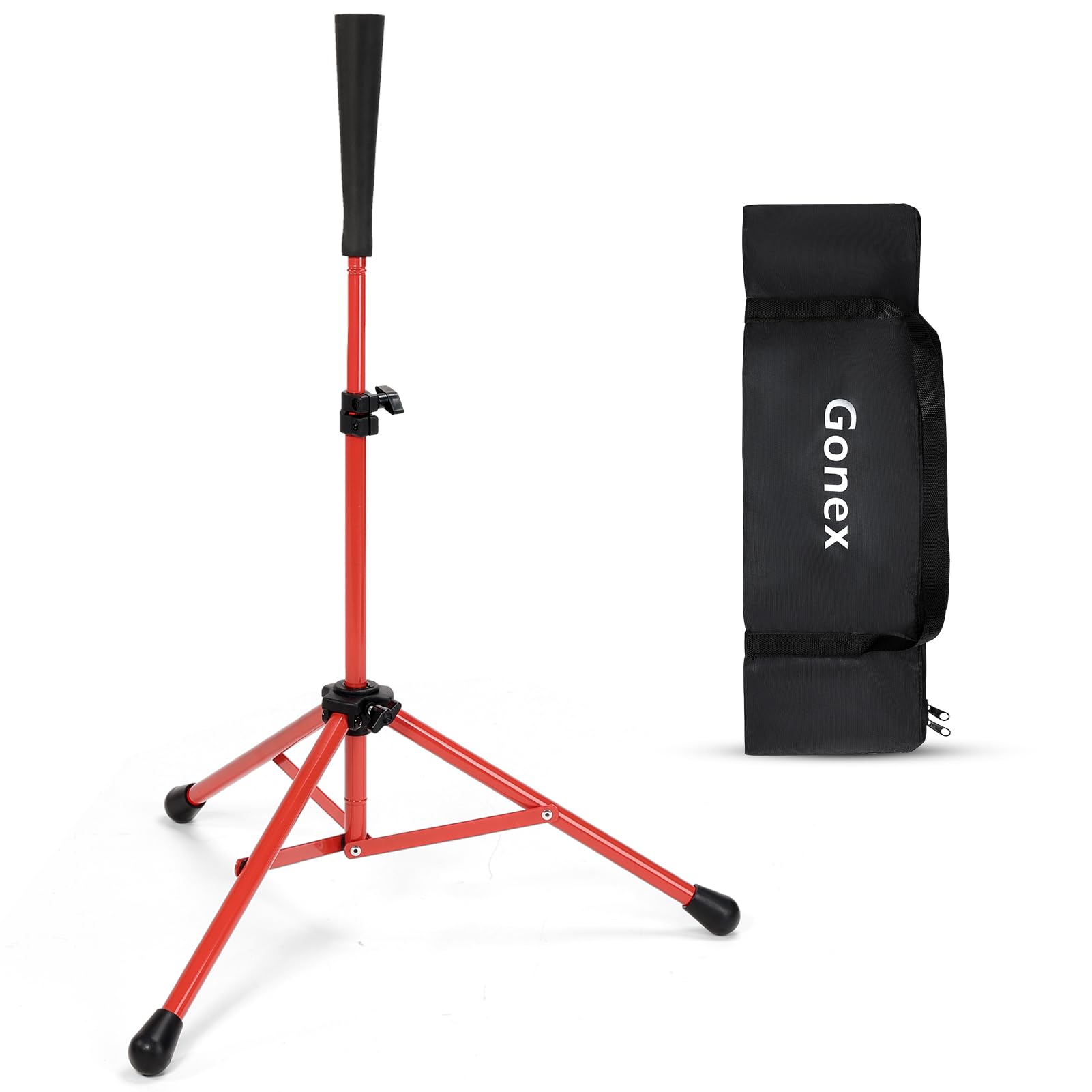 Gonex Baseball Tee Softball Tee Practice Hitting Batting Tripod Stand Rubber Tee Collapsible Portable with Carrying Bag