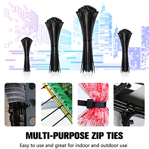 Cable Zip Ties,400 Pack Black Assorted Sizes 12+8+6+4 Inch,Multi-Purpose Self-Locking Nylon Cable Cord Management ,Plastic Wire Ties for Home,Office,Garden,Workshop. By HAVE ME TD