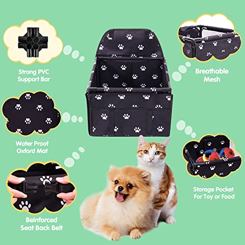 SWIHELP Dog Car Seat Puppy Portable Pet Booster Car Seat with Clip-On Safety Leash and PVC Support Pipe, Anti-Collapse,Perfect for Small Pets
