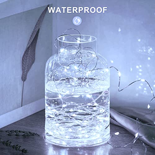 JMEXSUSS White Solar String Lights Outdoor Waterproof, 2 Pack Each 33FT 100 LED Solar Fairy Lights, 8 Modes Solar Christmas Lights for Outside Tree Garden Patio Wedding Decorations
