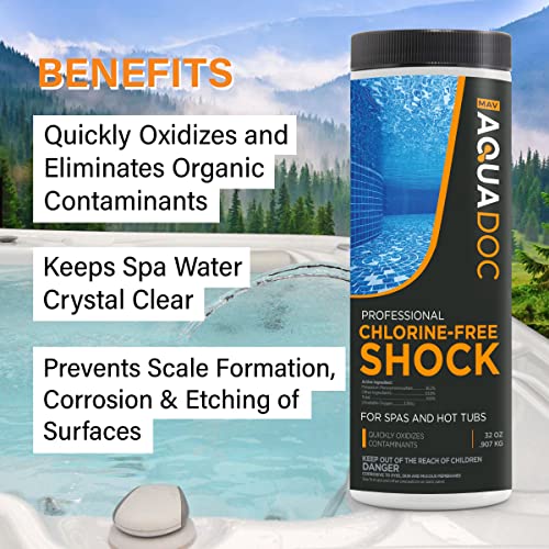 Non-Chlorine Spa Shock for Hot tub - Chlorine Free Tub Treatment & Enhanced to Assist Bromine Suitable Oxidizer Oxidizing by AquaDoc