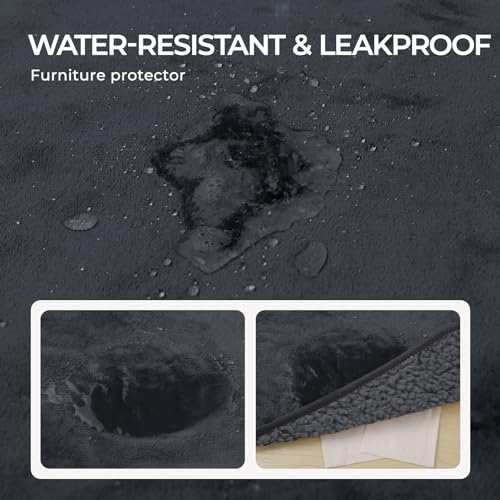 Luciphia Waterproof Blanket for Large Dogs Liquid Proof Furniture Protector Washable Pet Reversible Bed Cover for Couch Soft Sherpa Fleece Cat Blanket Light Grey Small(40" x 28")