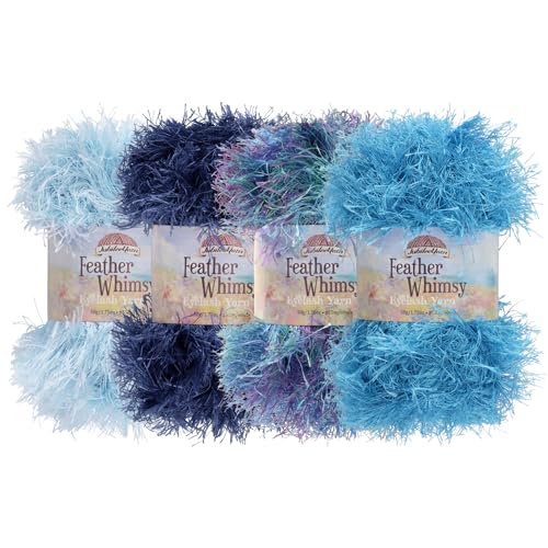 JubileeYarn Feather Whimsy Eyelash Yarn - 50g/Skein Fine Polyester Fur - Shades of Red - 4 Skeins