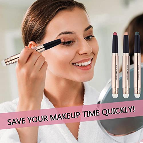 LGSZGDCN Eyeshadow stick and Makeup Brush Smooth Cream Shimmer Pencil Long Lasting Waterproof Buildable Eye Shadow Hypoallergenic Highlighter Multi-Dimensional eyes Look Glitter Primer Palette