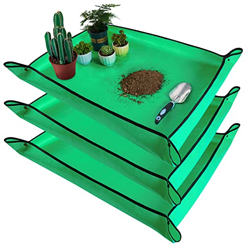 3 PCS 39.5"x 31.5" Large Repotting Mat for Indoor Plant Transplanting and Mess Control Thickened Waterproof Potting Mat Foldable Potting Tray Gardening Mat