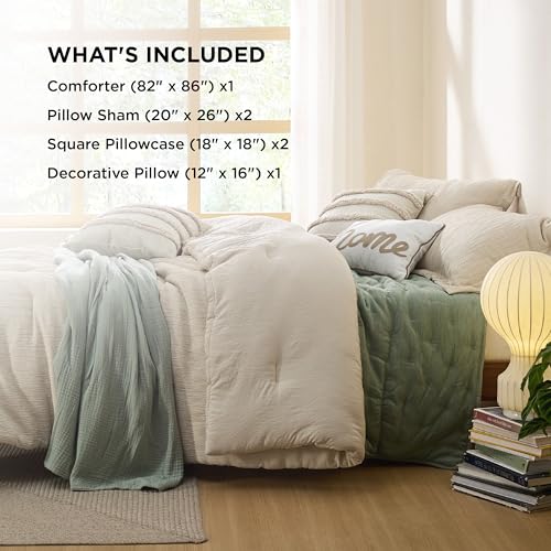 Bedsure Full Comforter Set 6 Pieces, Sage Green Tufted Pattern Design Bed in a Bag, All Season Comfortable, Lightweight, Warm & Breathable