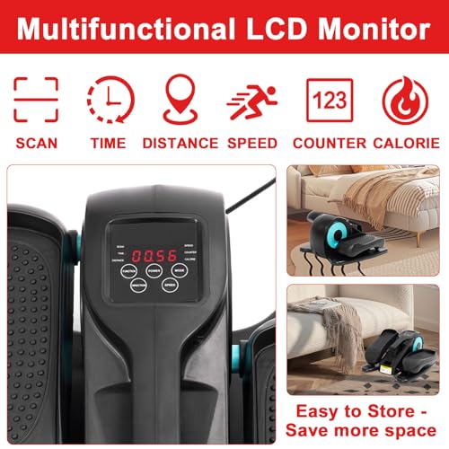 Under Desk Elliptical Machine, Portable Ellipse Leg Exerciser Machine with Remote Control, Mini Elliptical Supports Auto & Manual Mode, Exerciser for Seniors Adults and Teens, Black