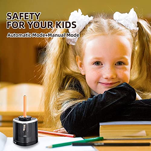 Aogwat Pencil Sharpener Electric Pencil Sharpeners, Portable Pencil Sharpener Kids, Blade to Fast Sharpen, Suitable for No.2/Colored Pencils(6-8mm)/School/Classroom/Office/Home (Black)