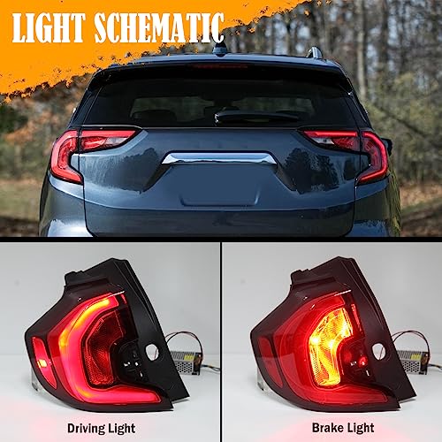 JSKAPA Left Tail Light Assembly Compatible with 2018 2019 2020 GMC Terrain Rear Brake Lamp Driving Lights Driver Side Outer