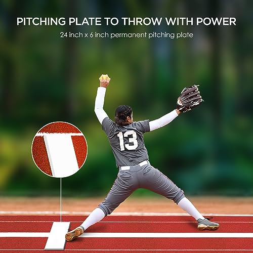 Softball Pitching Mat Softball Pitching Mound Pitching Matt Softball for Pitchers with Antislip Rubber and Antifade Turf 10x3 ft Clay Color