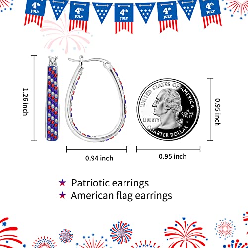 Crystal Hoop Earrings For Women Sparkly Earring Silver Plated White Red and Blue Earring Jewelry Gift
