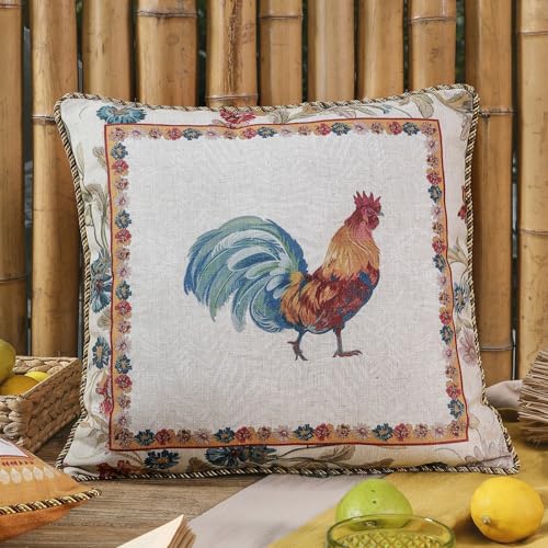 patdrea Designer Pack of 4 Square Throw Pillow Covers,Farmhouse Linen with Rustic Lifestyle Pattern Pillows Cover,Decorative Pillowcases Cushion for Bed Living Room Outdoor Car