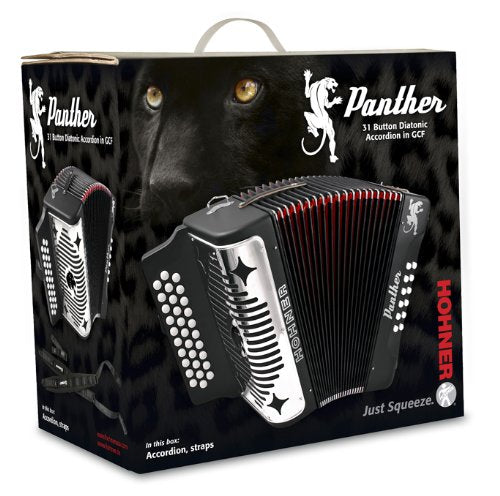 Hohner Panther Diatonic Accordion - Keys G/C/F Bundle with Gig Bag and Austin Bazaar Polishing Cloth