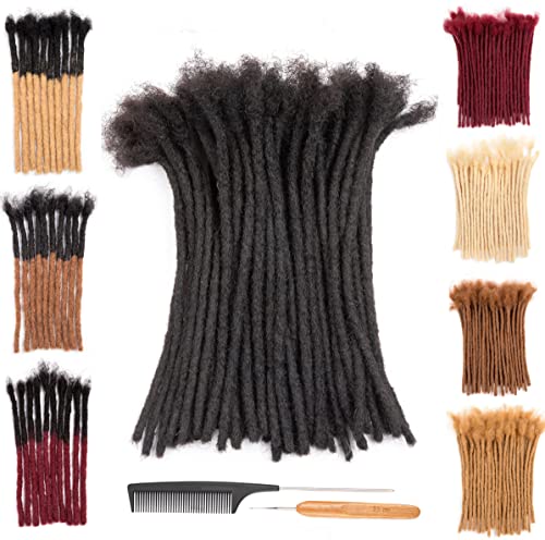 DAIXI 0.2cm & 0.4cm & 0.6cm & 0.8cm Thickness 12 Inch 20 Strands 100% Real Human Hair Dreadlock Extensions for Man/Women Permanent Loc Extensions Bundles Can Be Dyed Bleached Curled and Twisted