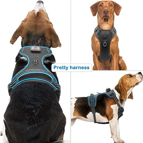 Vizbrite Light Up Dog Harness, No Pull LED Dog Harness with Handle, Rechargeable Lighted Safety Vest for Small Medium Large Dogs, Adjustable Soft Dog Lights for Night Walking