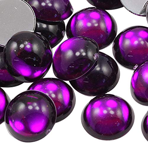 7mm Violet .VT Flat Back Acrylic Round Cabochon Pro Grade - 100 Pieces