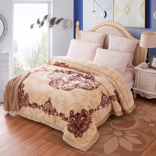 Korean Mink Blanket 55"×75", Silky Soft and Warm - 2 Ply Reversible Raschel Bed Blanket for Single Bed.(150x200cm-2.5kg).