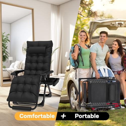 Slendor Zero Gravity Chairs, Padded Zero Gravity Recliner, Reclining Lounge Chair for Indoor Outdoor, Folding Lawn Patio Chair with Aluminum Alloy Lock, Foot Rest, Cup Holder, American Flag