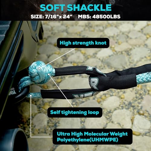 YUNFUER Kinetic Recovery Rope 1" x 30' (48,600lbs) Extreme Duty 35% Elasticity Energy Snatch Rope, Offroad Recovery Heavy Duty Tow Ropes for Trucks, UTV, ATV, SUV (Blue)