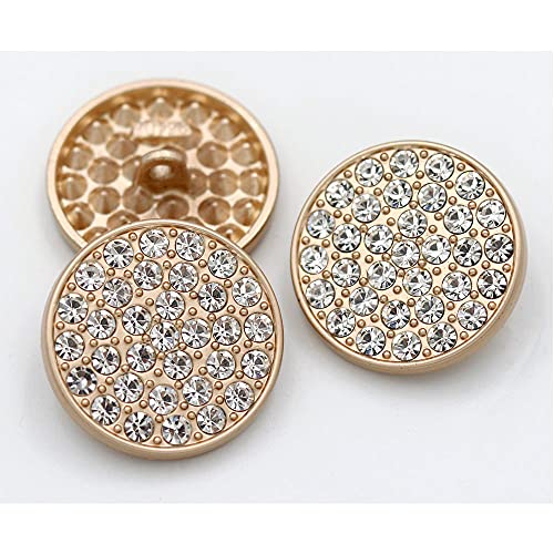 5 Pcs Fashion Metal Rhinestone Button for Sewing Handmade Clothes Coat Accessories(Gold,20mm)