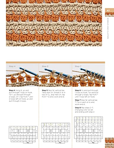 Tunisian Crochet Stitch Dictionary: 150 Essential Stitches with Actual-Size Swatches, Charts, and Step-by-Step Photos (Landauer) Beginner to Advanced Afghan Crocheting Patterns - Knit, Lace, and More
