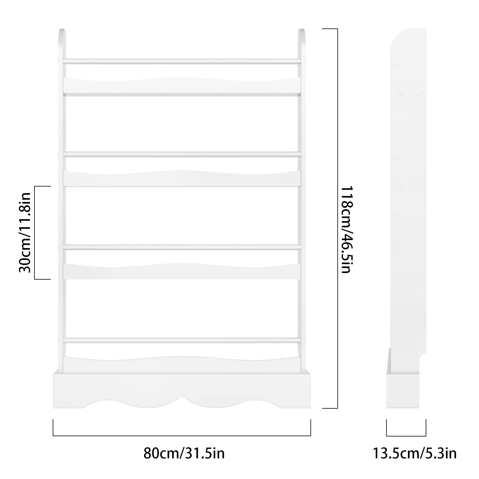 FOTOSOK Kids Bookshelf, 4-Tier Book Shelf Organizer for Toys and Books, Toy Storage Bookshelf in Bedroom, Living Room and Nursery, White
