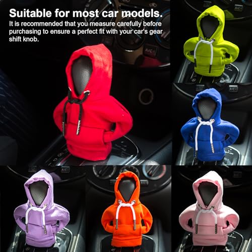 ECDREAM 2Pcs Car Shift Knob Hoodie,Gear Shift Hoodie,Funny Sweater Hoodie for Gearshift,Automotive Interior Accessories(Orange)