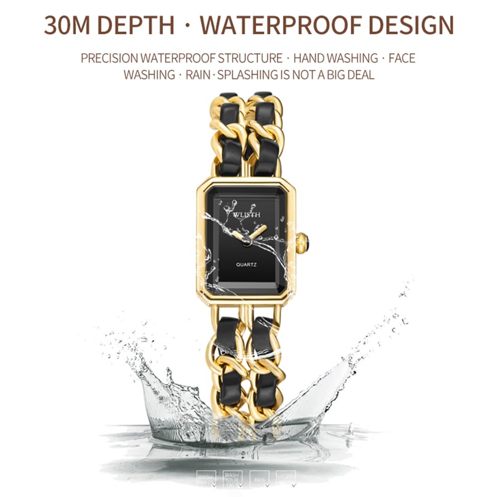 BESTKANG Rectangle Women Watches Elegant Ladies Dress Watches with Unique Stainless Steel Band (Rose Gold)