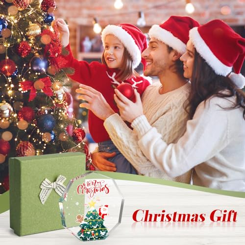 Acrylic Christmas Gift, Merry Christmas, Gifts for Friends, Lovers, Kids, Clear Keepsake and Paperweight for Home Office Table Shelf, with Gift Box (Christmas)