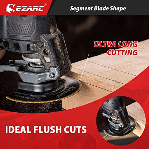 EZARC Titanium Oscillating Saw Blades Kit 4 PCS, Plunge Cutting Multitool Blades for Metal Wood Nails Screws, Flush Cut Universal Quick Release Multi Tool Blades Kits, Tool Blades Fit Multiple Models