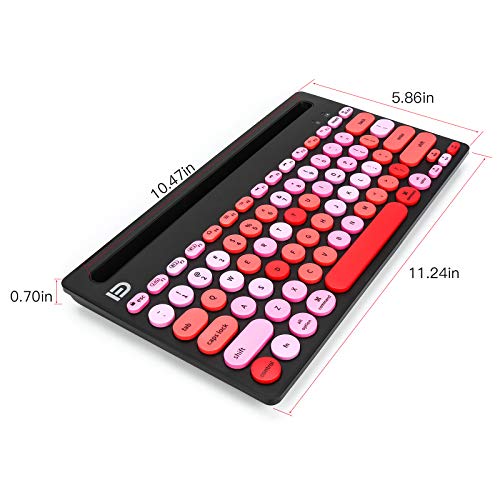 HUO JI Wireless Keyboard Multi-Device, Bluetooth and 2.4G Dual Mode for iPad, Switch to 3 Devices for Cellphone, Tablet, PC, Smart TV, iOS Android Windows, Black Pink