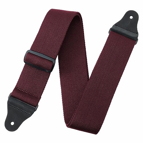 Nefelibata Guitar Strap,2.3" Thickened Solid Color Cotton Guitar Straps with Grain Leather Ends for Bass,Electric&Acoustic,Come with Gasket and Headstock Rope(Milk White)