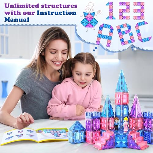 Diamond Magnetic Building Blocks - Frozen Princess Toys for 3-8 Year Old Girls & Boys - 3 4 5 6 Year Old Girl Birthday Xmas Present