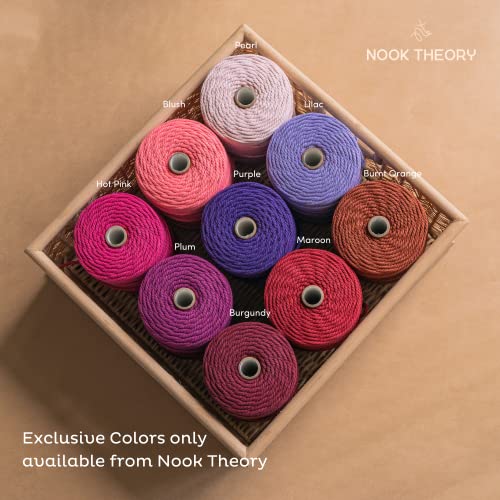 Nook Theory Cotton 4mm Macrame Cord 109 Yards - 3mm 5mm Soft Macrame Rope Perfect for Knots - Supplies for Wall Hangers & Boho Decorations - Cotton String (Forest Green 4mm)