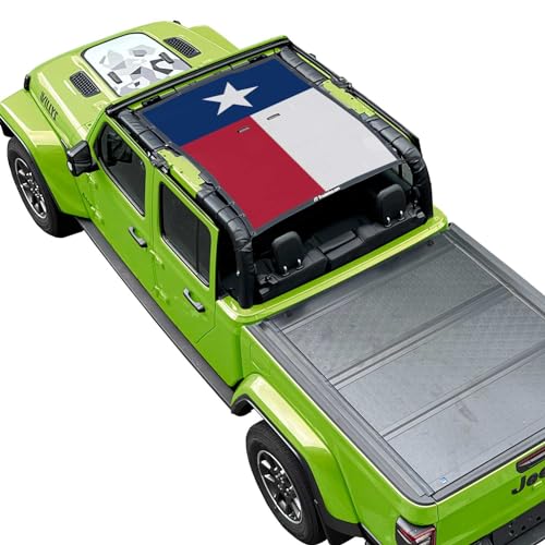 Shadeidea JT Sun Shade Top Sunshade Compatible with Jeep Gladiator Top Shade Mesh Screen Roof Cover (2018-2023)- Wind Noise UV Blocker with GrabBag Pouch -10 Year Warranty- Yellow -Front&Rear&Back