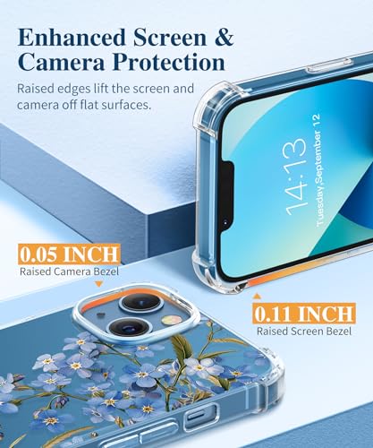 GVIEWIN Designed for iPhone 13 Case 6.1 Inch, Clear Flower Soft & Flexible Shockproof Floral Women Phone Cover(Magnolia/White)