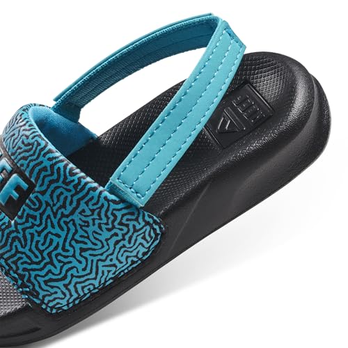Reef Kids Boys Sandals, Little One Slide, Flying Sharks, 4