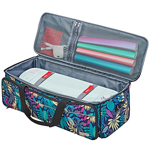 HOMEST Carrying Case with Mat Pocket for Cricut Maker 3, Cricut Explore Air 2, Cricut Maker, Cricut Explore 3, Large Front Pockets for Accessories and Supplies, Floral