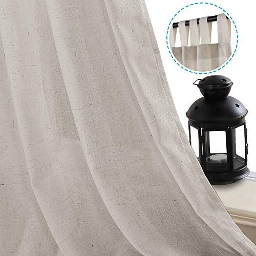 H.VERSAILTEX Linen Curtains Linen Blended Curtains Tab Top Window Treatments Panels Drapes for Living Room Bedroom, Elegant Energy Efficient Light Filtering Curtains (Set of 2, 52" x 96", Stone Blue)